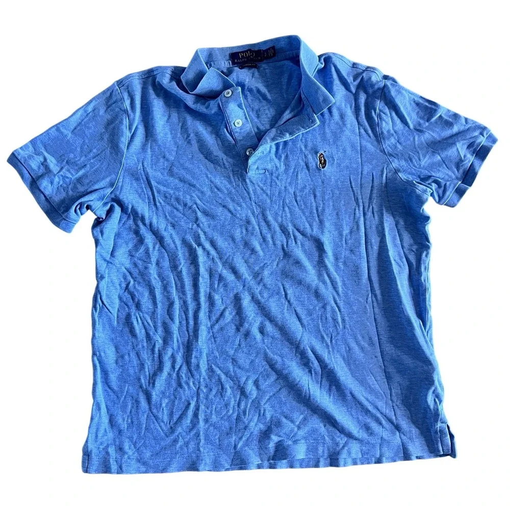 Polo Ralph Lauren Classic Fit light Blue Polo Shirt Small brown Pony Logo cotton